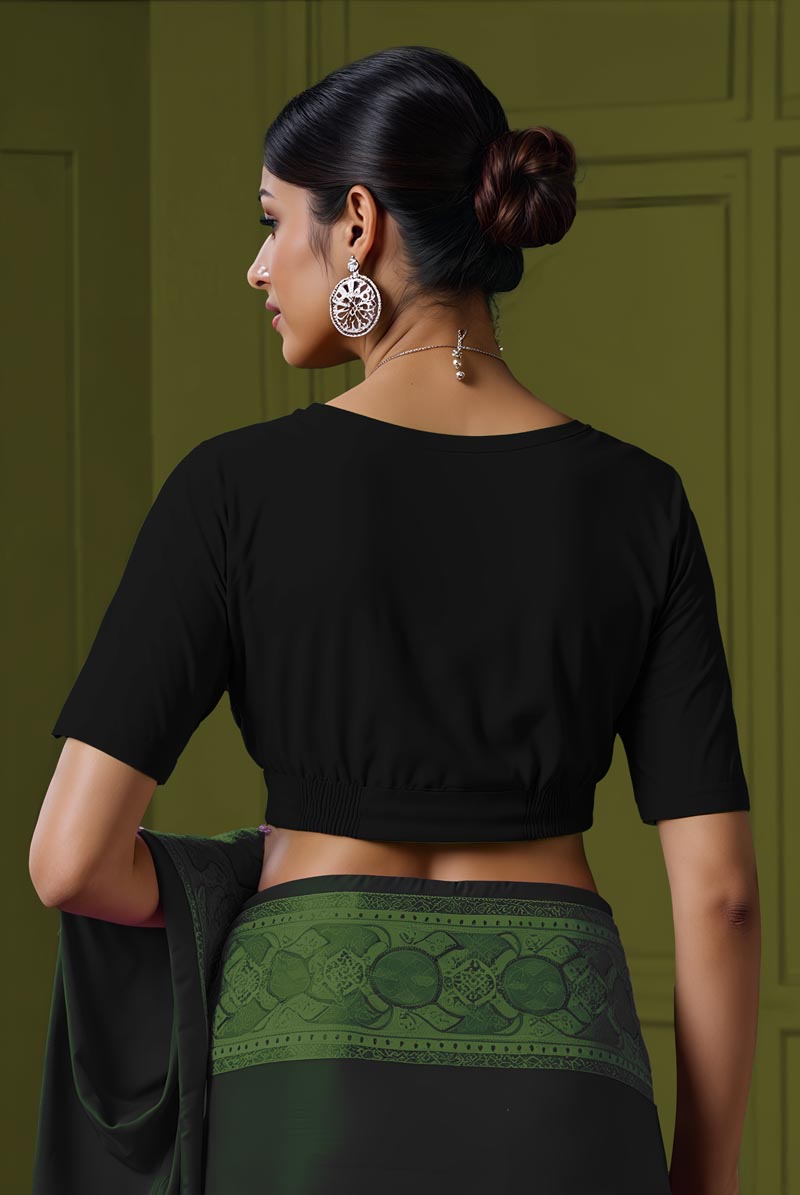 Back View plain-back-elbow-sleeves-sleeve-black-back-plain-back