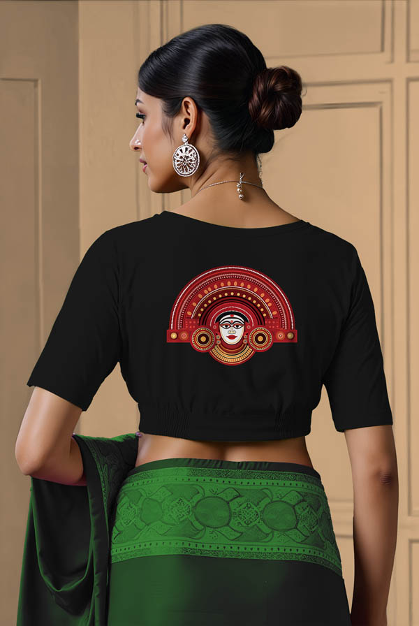 Back View plain-back-elbow-sleeves-sleeve-black-back-theyyam-backi
