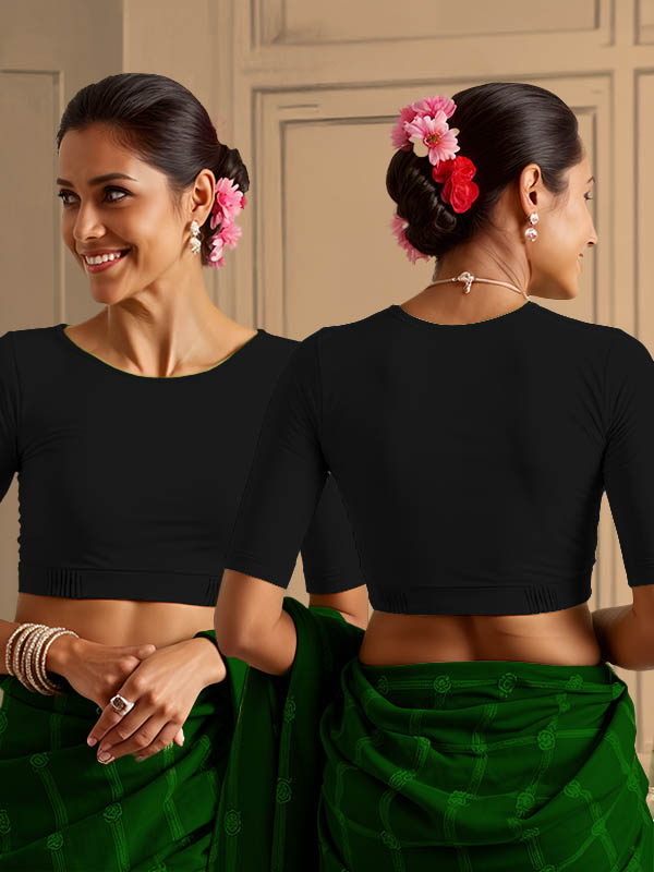 Back View plain-back-elbow-sleeves-sleeve-black-main-front-plain-front-back-plain-back