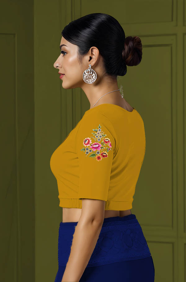 Left Sleeve View plain-back-elbow-sleeves-sleeve-deep-yellow-sleeve_left-flower-vine-sleeve-left
