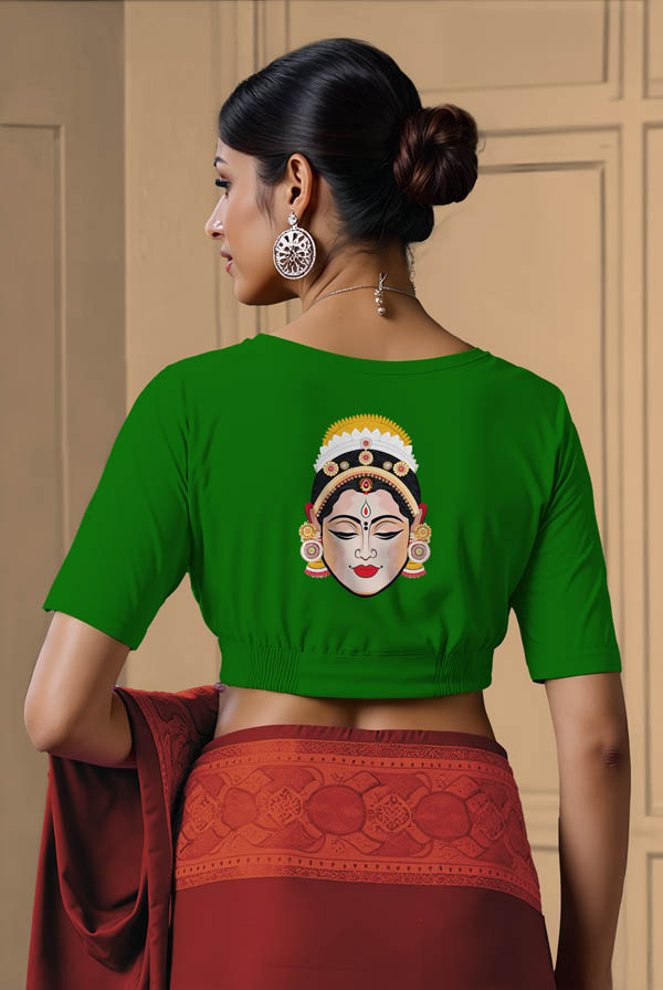Back View plain-back-elbow-sleeves-sleeve-forest-green-back-festive-dancer