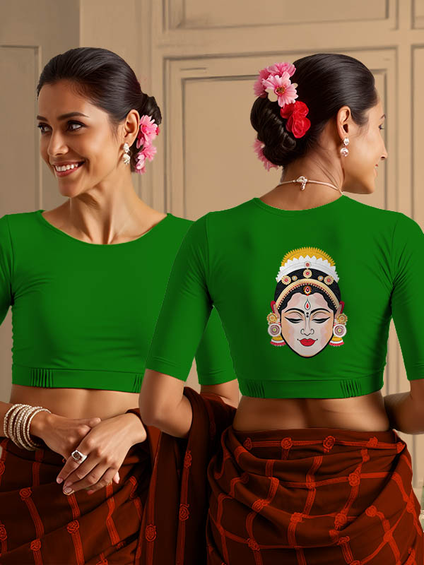 Back View plain-back-elbow-sleeves-sleeve-forest-green-main-front-plain-front-back-festive-dancer