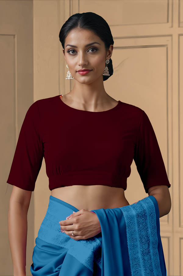 Front View plain-back-elbow-sleeves-sleeve-maroon-front-plain-front