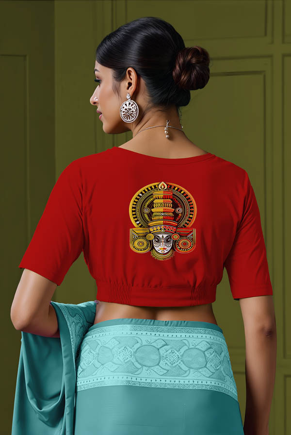 Back View plain-back-elbow-sleeves-sleeve-red-back-red-yellow-kathakali-back