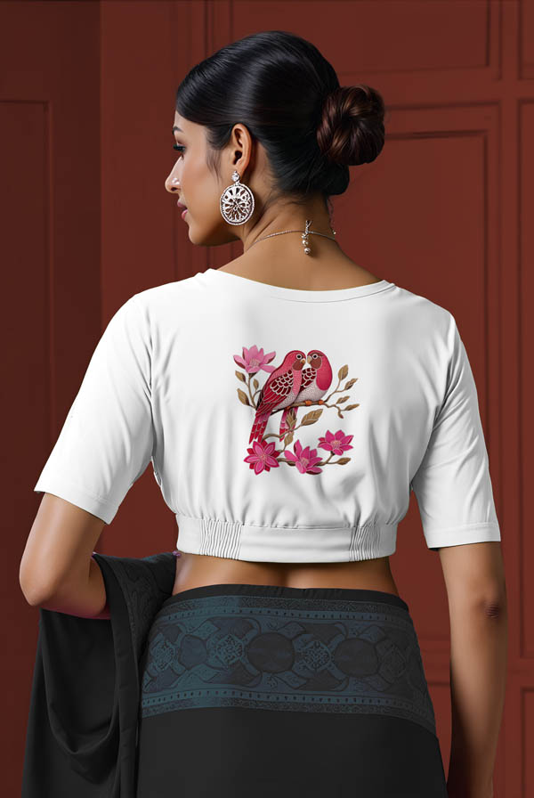 Back View plain-back-elbow-sleeves-sleeve-white-back-lovebirds