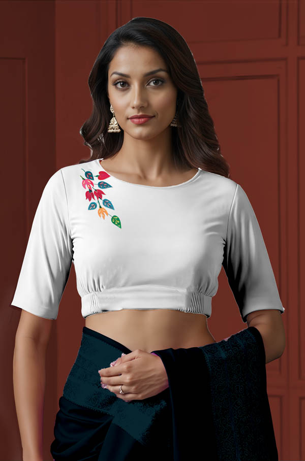 Front View plain-back-elbow-sleeves-sleeve-white-front-bogunvillea-front