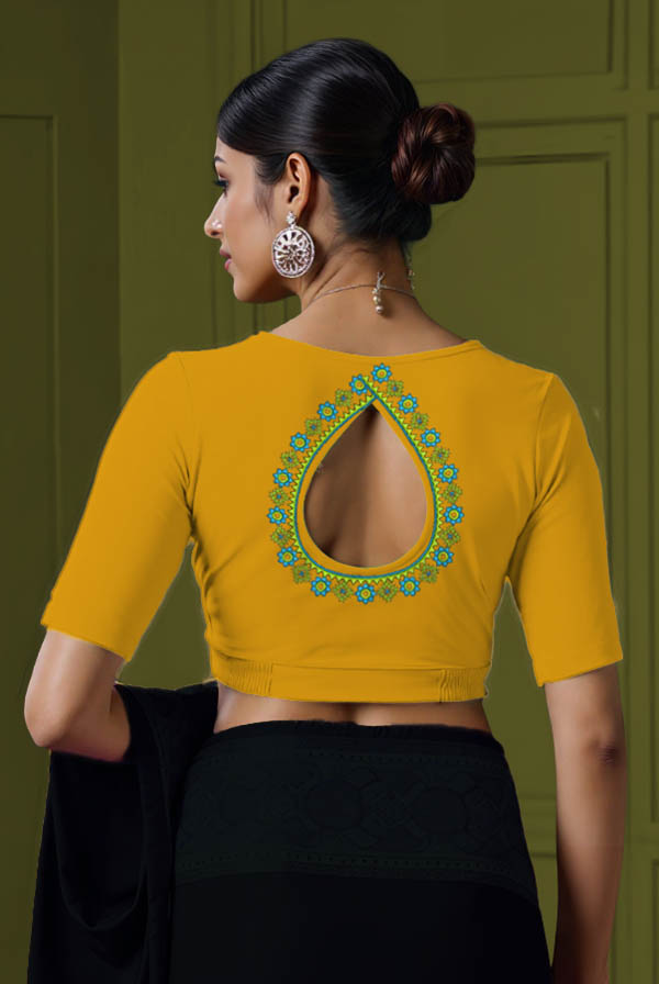 Back View teardrop-back-elbow-sleeves-sleeve-deep-yellow-back-border9-teardrop-back