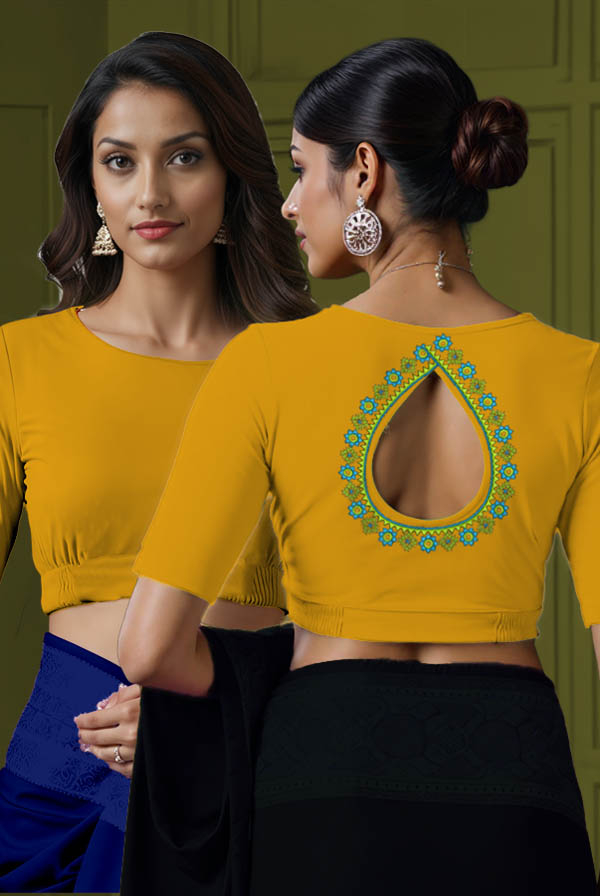 Back View teardrop-back-elbow-sleeves-sleeve-deep-yellow-main-front-plain-front-back-border9-teardrop-back