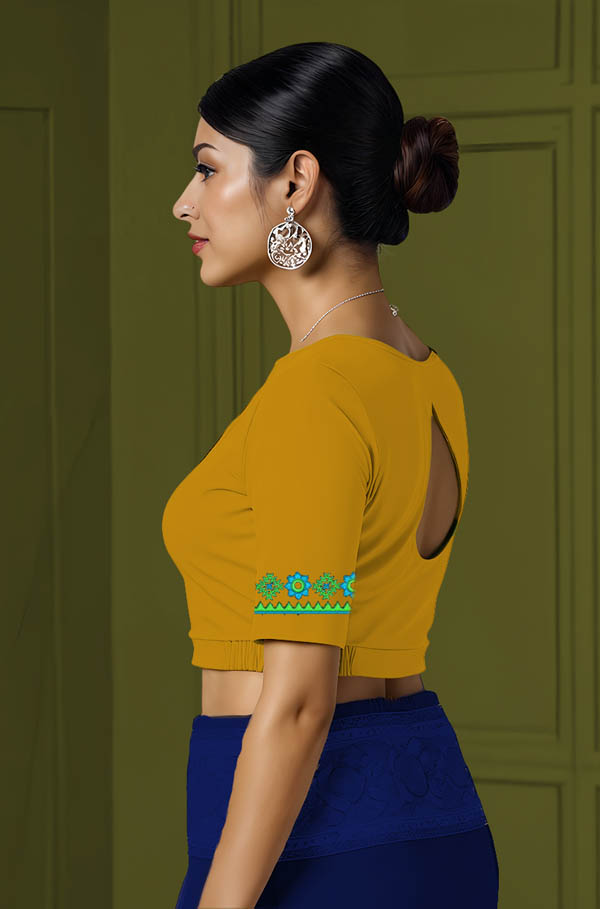 Left Sleeve View teardrop-back-elbow-sleeves-sleeve-deep-yellow-sleeve_left-border9-teardrop-sleeve-left