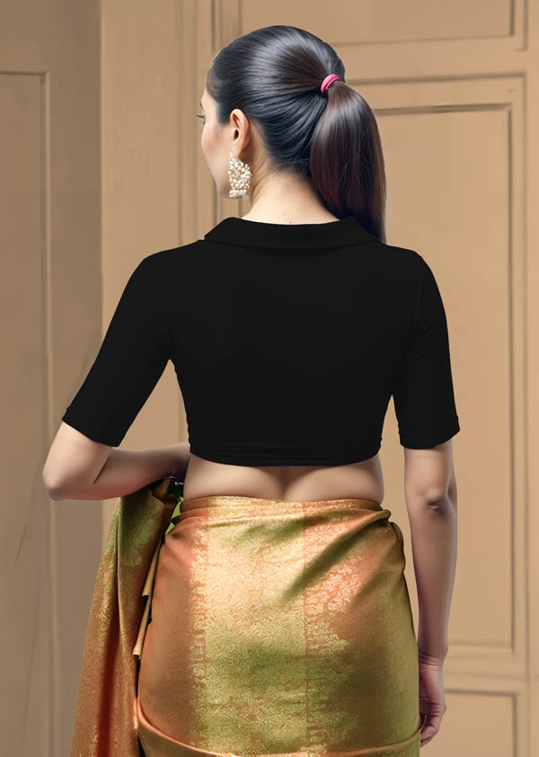 Back View plain-back-elbow-sleeves-sleeve-black-back-plain-back