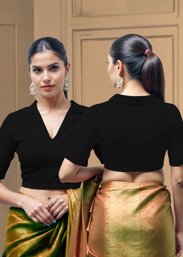 Back View plain-back-elbow-sleeves-sleeve-black-main-front-plain-front-back-plain-back
