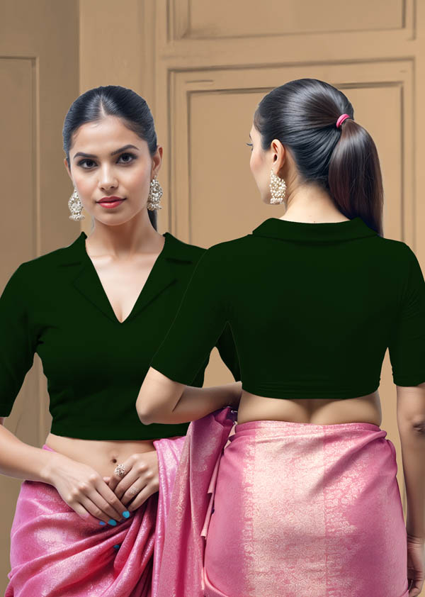 Back View plain-back-elbow-sleeves-sleeve-dark-green-main-front-plain-front-back-plain-back