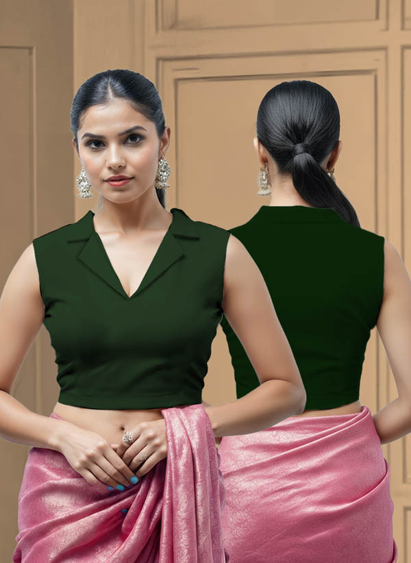 Back View plain-back-sleeveless-sleeve-dark-green-main-front-plain-front-back-plain-back