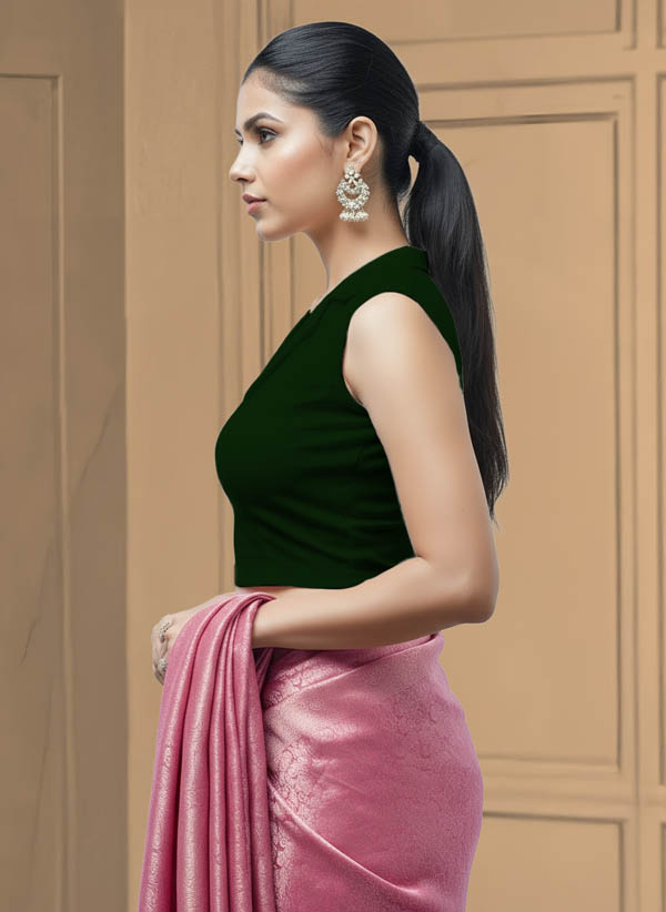 Left Sleeve View plain-back-sleeveless-sleeve-dark-green-sleeve_left-plain-sleeve-left