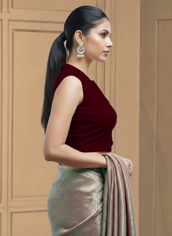Right Sleeve View plain-back-sleeveless-sleeve-maroon-sleeve_right-plain-sleeve-right