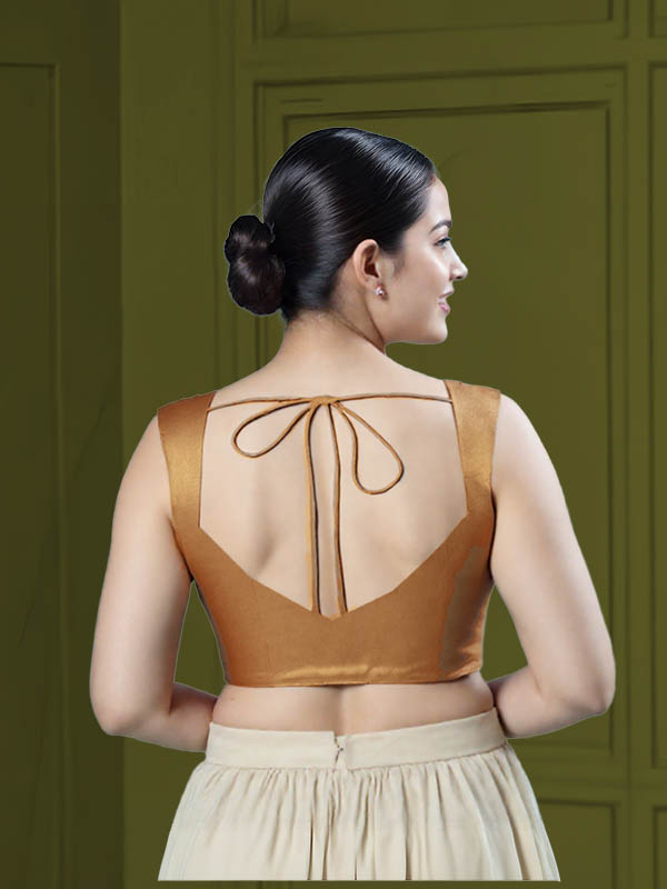 Back View sweet-heart-cut-back-sleeveless-sleeve-tissue-gold-back-plain-back
