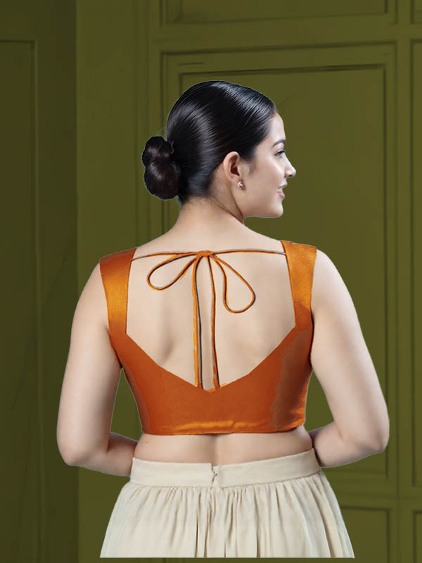 Back View sweet-heart-cut-back-sleeveless-sleeve-tissue-orange-back-plain-back