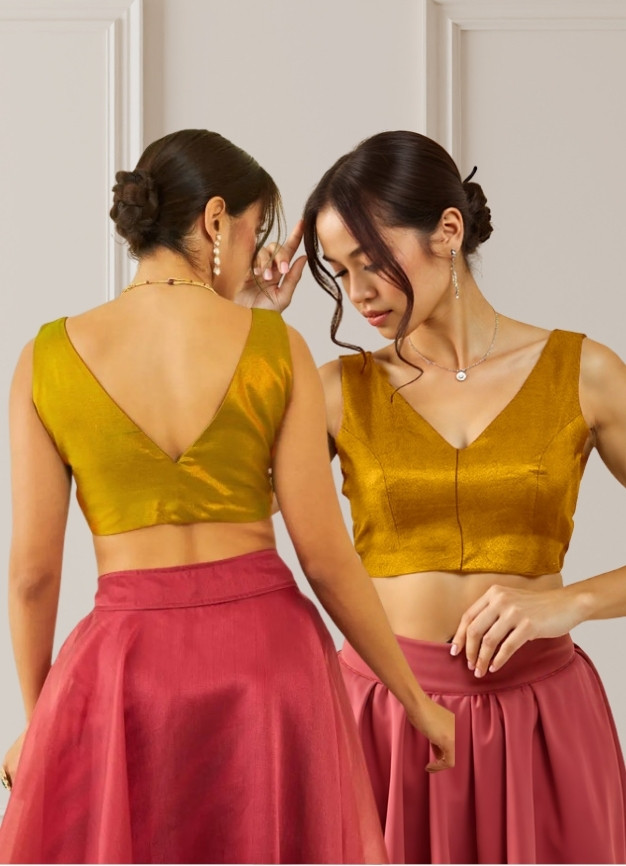 Back View deep-v-back-sleeveless-sleeve-tissue-gold-main-front-plain-front-back-plain-back