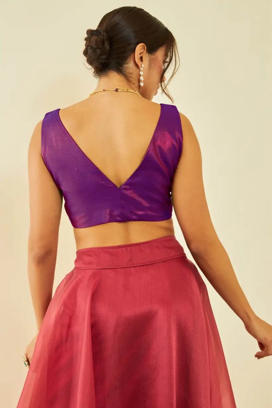 Back View deep-v-back-sleeveless-sleeve-tissue-purple-back-plain-back