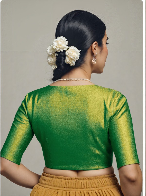 Back View plain-back-elbow-sleeves-sleeve-tissue-green-back-plain-back