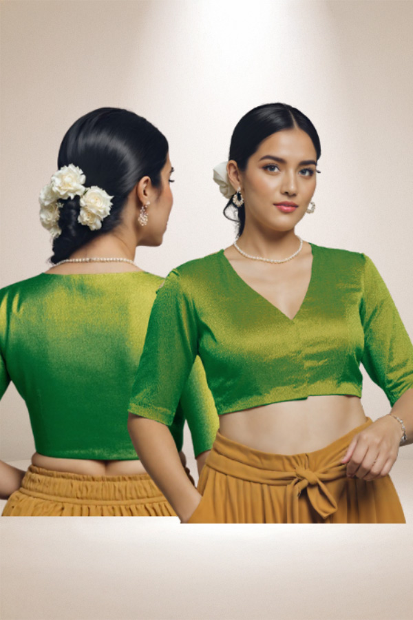 Back View plain-back-elbow-sleeves-sleeve-tissue-green-main-front-plain-front-back-plain-back