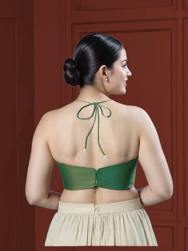 Back View open-back-with-tie-back-sleeveless-sleeve-tissue-green-back-plain-back