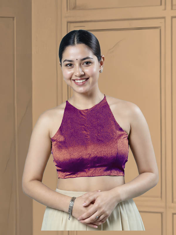 Front View open-back-with-tie-back-sleeveless-sleeve-tissue-purple-front-plain-front