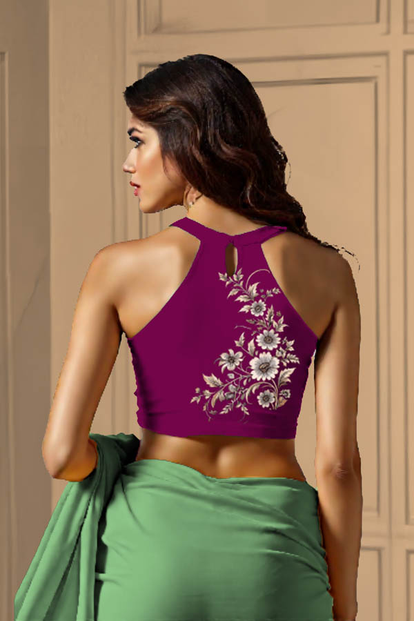 Back View plain-back-sleeveless-sleeve-dark-pink-back-white-vine-back