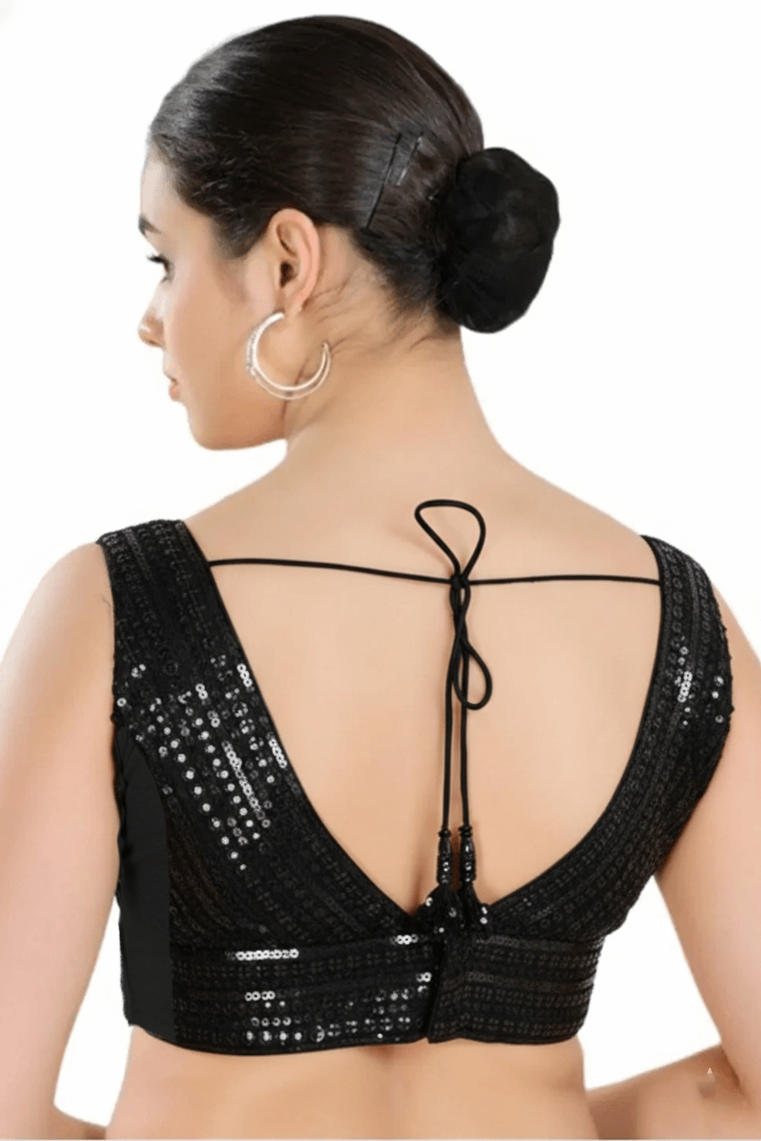 Back View deep-v-back-sleeveless-sleeve-sequin-black-back-plain-back