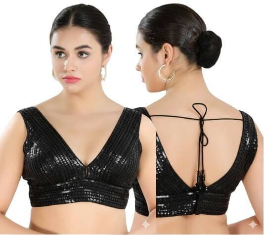 Back View deep-v-back-sleeveless-sleeve-sequin-black-main-front-plain-front-back-plain-back