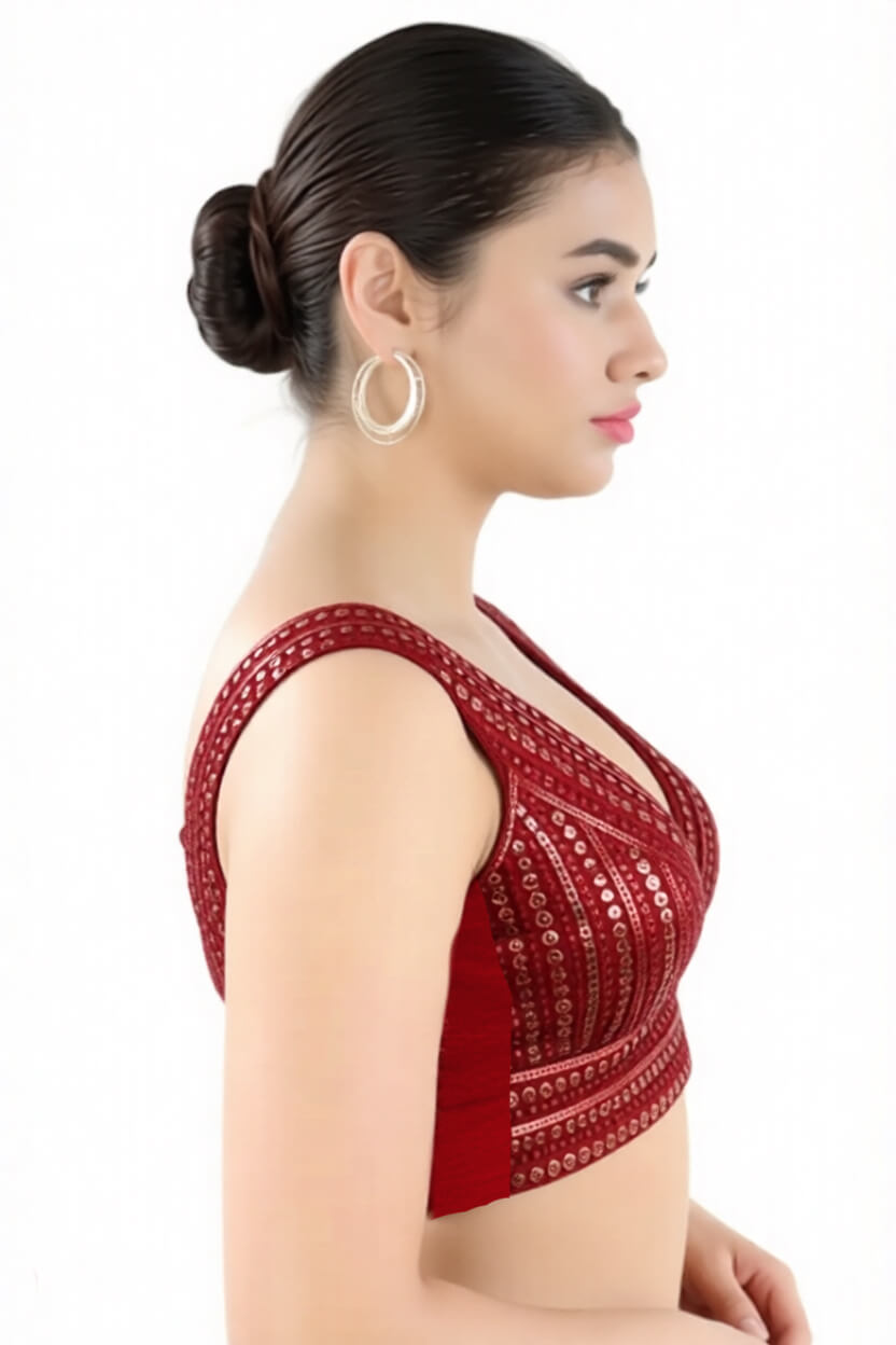 Right Sleeve View deep-v-back-sleeveless-sleeve-sequin-red-sleeve_right-plain-sleeve-right