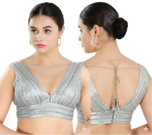 Back View deep-v-back-sleeveless-sleeve-sequin-silver-main-front-plain-front-back-plain-back
