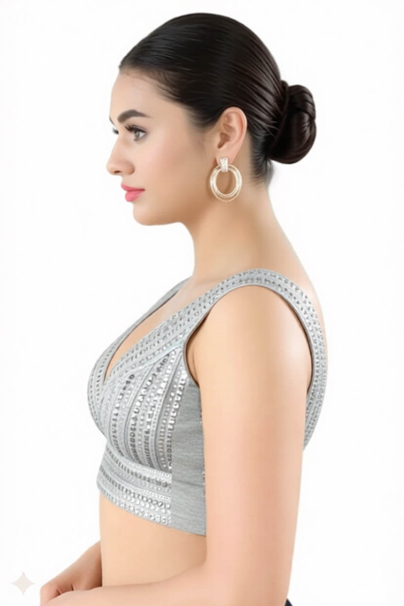 Left Sleeve View deep-v-back-sleeveless-sleeve-sequin-silver-sleeve_left-plain-sleeve-left
