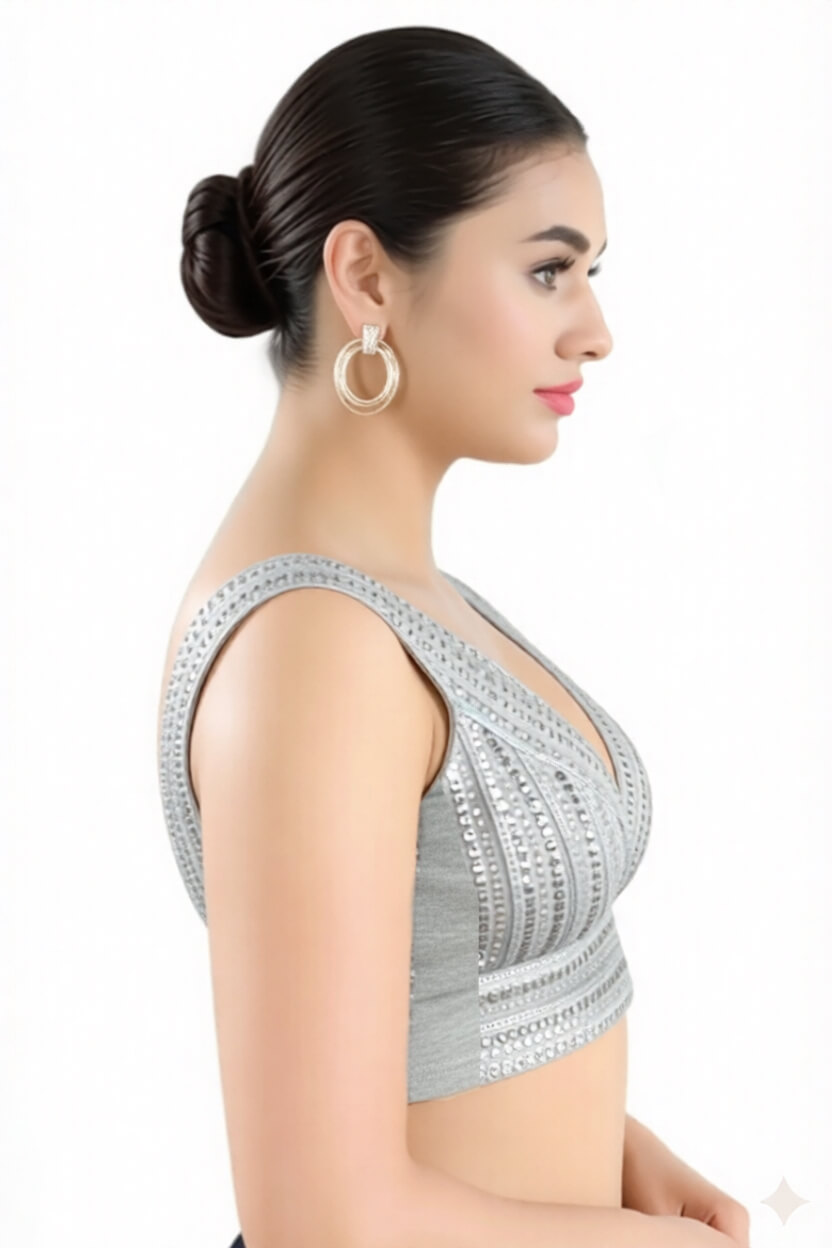 Right Sleeve View deep-v-back-sleeveless-sleeve-sequin-silver-sleeve_right-plain-sleeve-right