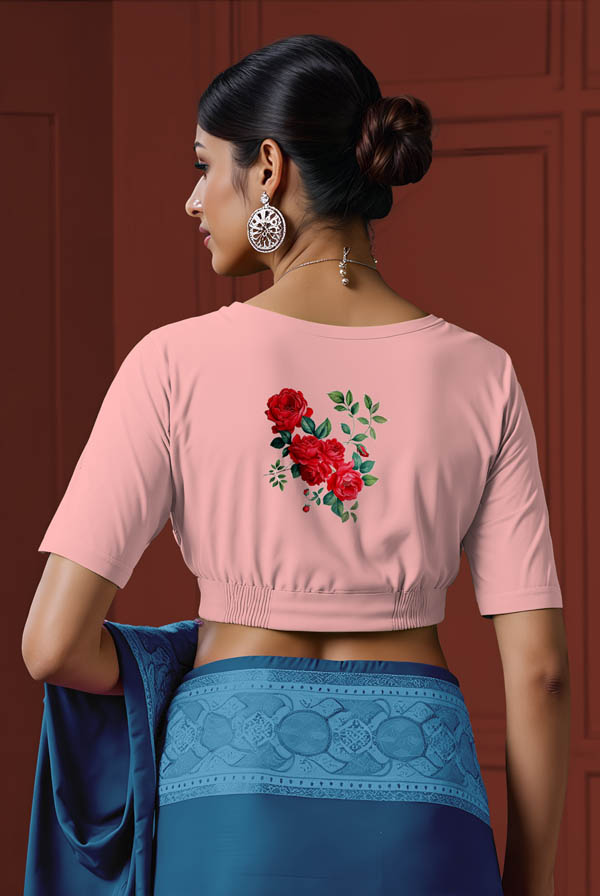 Back View plain-back-elbow-sleeves-sleeve-baby-pink-back-roses-back
