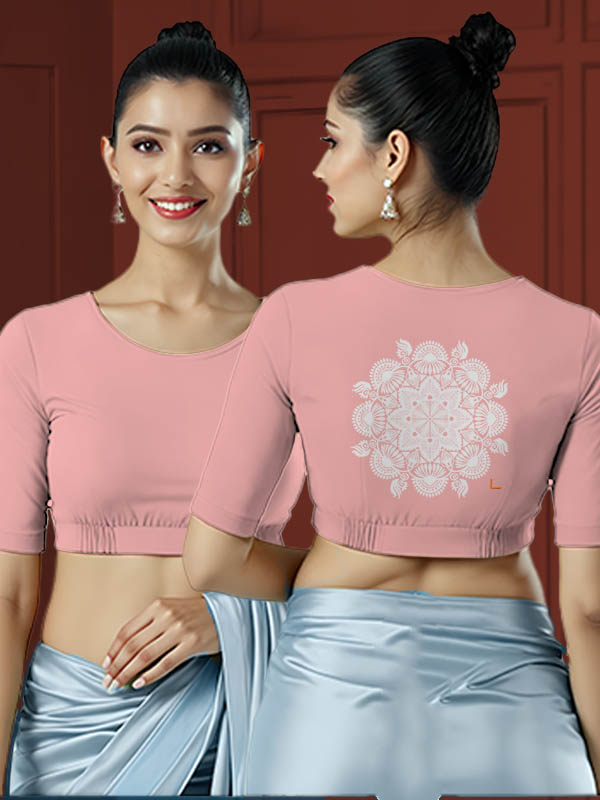 Back View plain-back-elbow-sleeves-sleeve-baby-pink-main-front-plain-front-back-rangoli-2-white-back