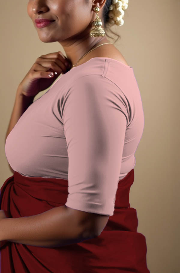 Left Sleeve View plain-back-elbow-sleeves-sleeve-baby-pink-sleeve_left-plain-sleeve-left