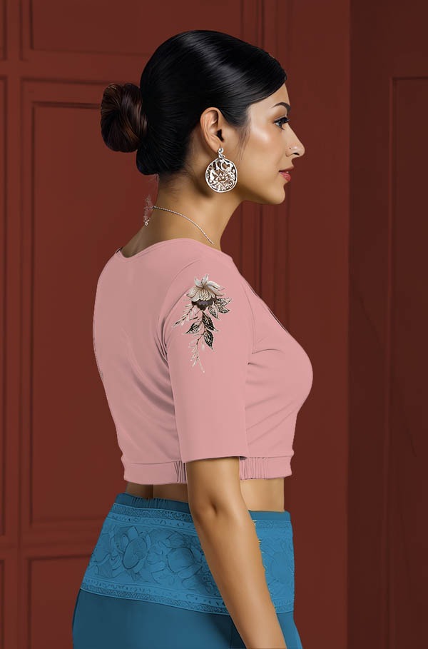 Right Sleeve View plain-back-elbow-sleeves-sleeve-baby-pink-sleeve_right-elegant-flowers-cream-sleeve-right
