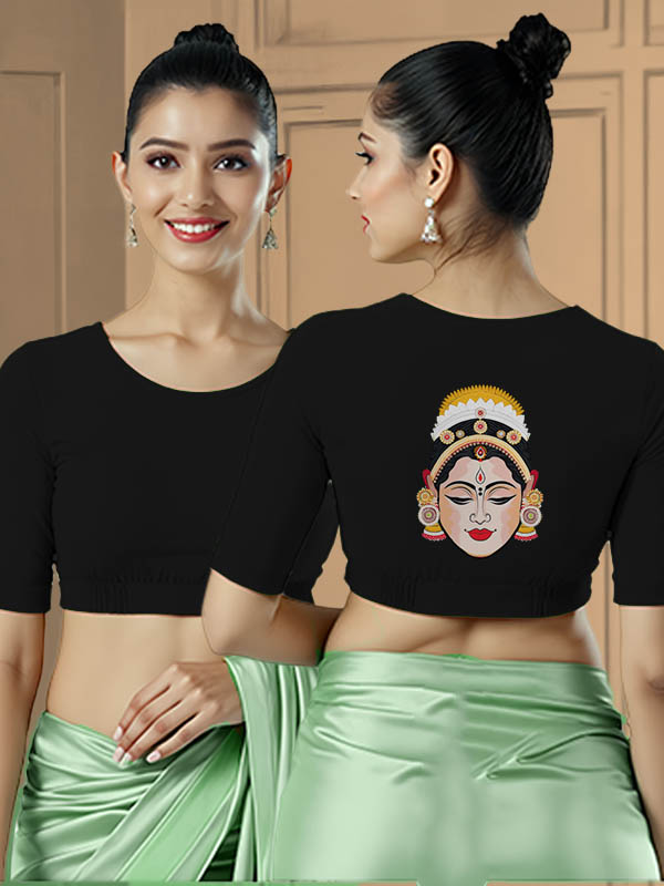 Back View plain-back-elbow-sleeves-sleeve-black-main-front-plain-front-back-festive-dancer