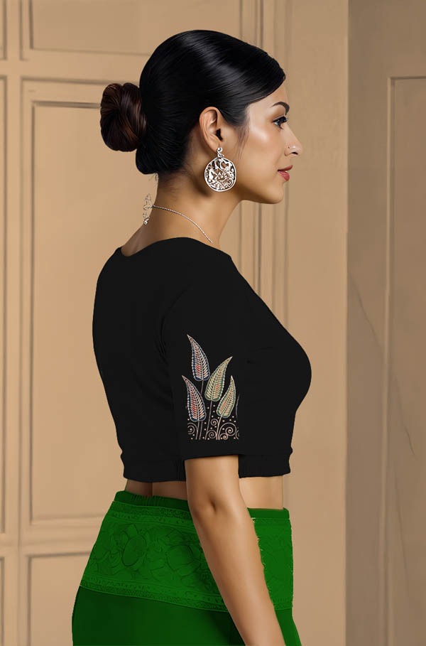 Right Sleeve View plain-back-elbow-sleeves-sleeve-black-sleeve_right-abstact-leaves-border-horizontal-sleeve-right