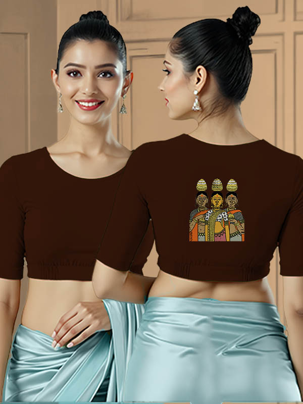 Back View plain-back-elbow-sleeves-sleeve-coffee-brown-main-front-plain-front-back-3-women