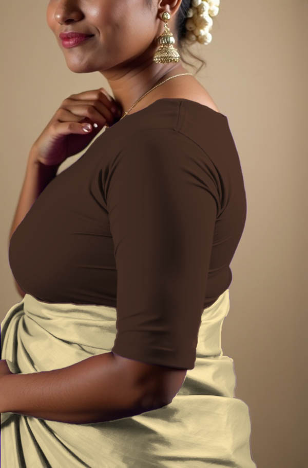 Left Sleeve View plain-back-elbow-sleeves-sleeve-coffee-brown-sleeve_left-plain-sleeve-left