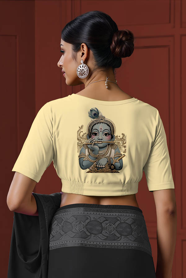 Back View plain-back-elbow-sleeves-sleeve-cream-back-baby-krishna-grey-back
