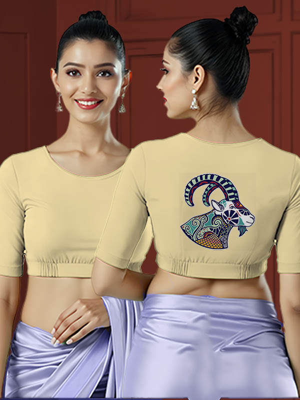 Back View plain-back-elbow-sleeves-sleeve-cream-main-front-plain-front-back-capricorn-back