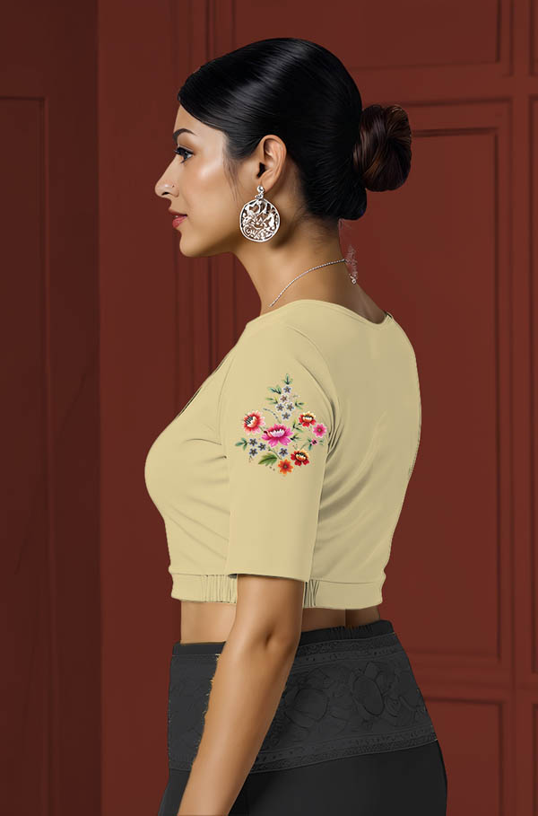 Left Sleeve View plain-back-elbow-sleeves-sleeve-cream-sleeve_left-flower-vine-sleeve-left