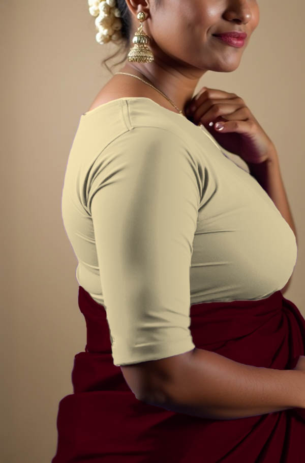 Left Sleeve View plain-back-elbow-sleeves-sleeve-cream-sleeve_left-plain-sleeve-left