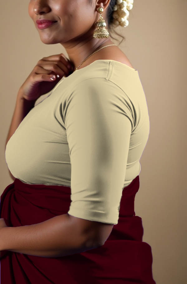 Right Sleeve View plain-back-elbow-sleeves-sleeve-cream-sleeve_right-plain-sleeve-right