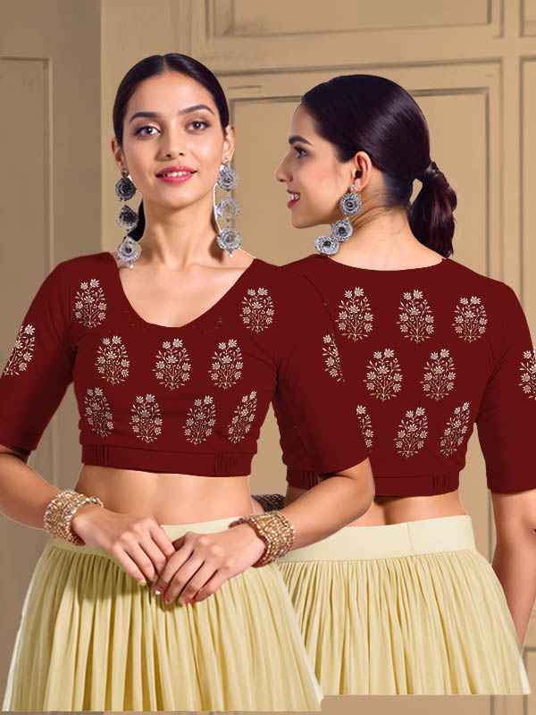 Back View plain-back-elbow-sleeves-sleeve-dark-red-main-front-cream-butta-front-back-cream-butta-back