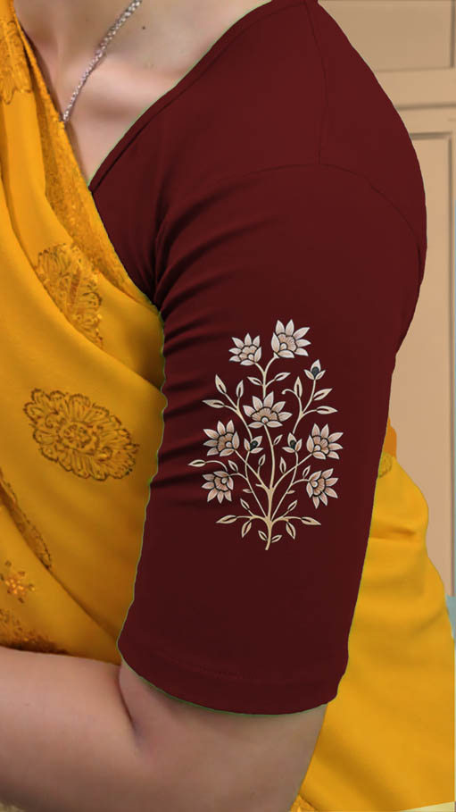 Left Sleeve View plain-back-elbow-sleeves-sleeve-dark-red-sleeve_left-cream-butta-sleeve-left