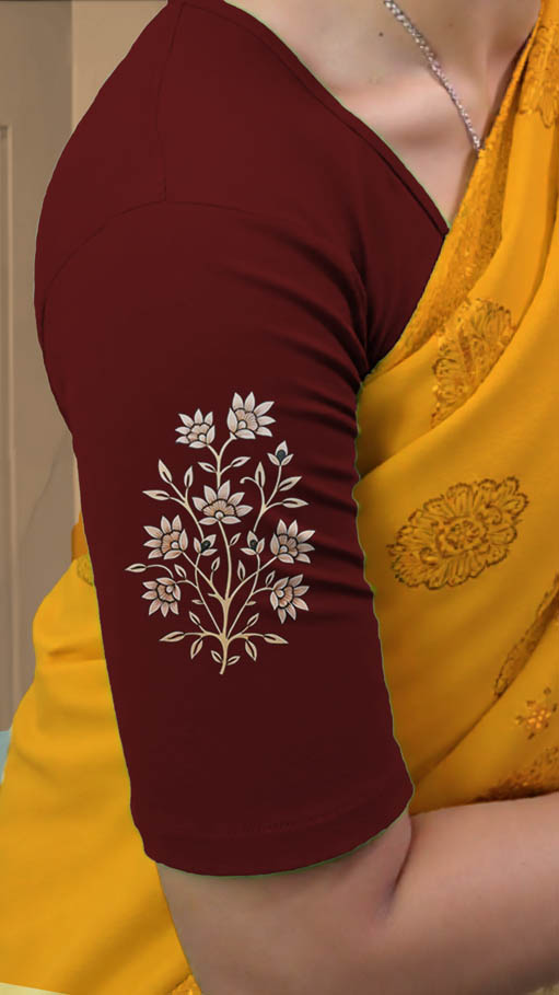 Right Sleeve View plain-back-elbow-sleeves-sleeve-dark-red-sleeve_right-cream-butta-sleeve-right